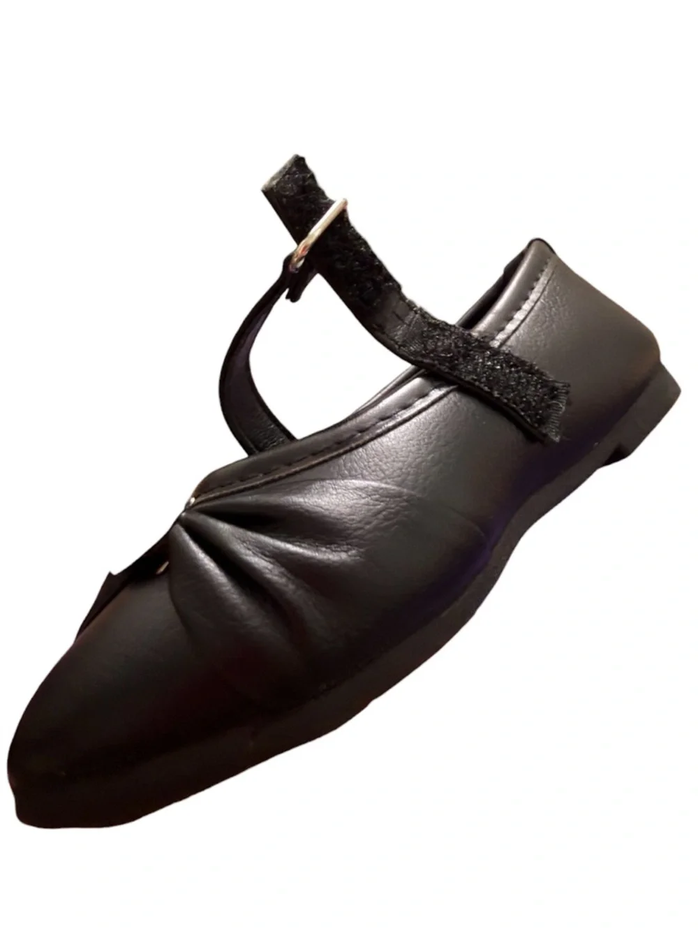 Kensie Girl Black Mary Jane Shoes with Rhinestone Heart Accent